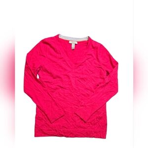 Banana Republic Extra Fine Merino Wool Sweater Women’s L — Hot Pink Winter Layer